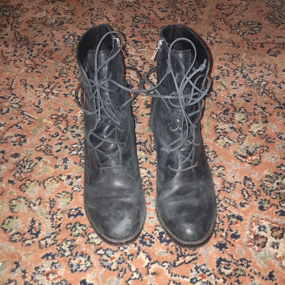 Black Ugg Leather Boots- Oriana Lace Up Boots